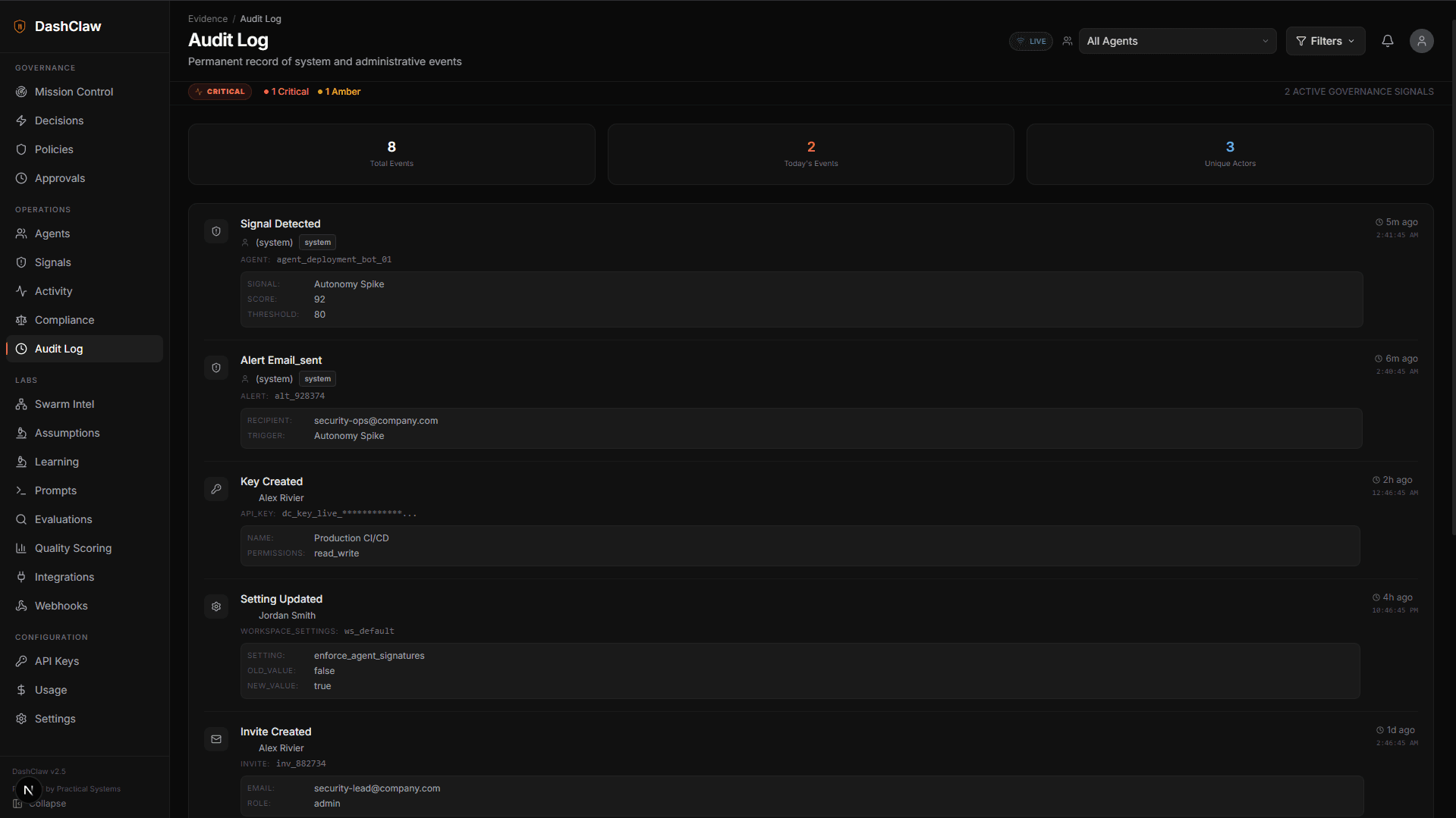 OSuite System Audit Log